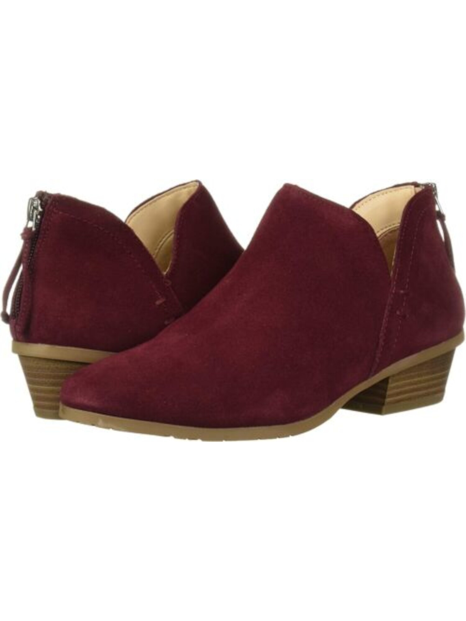 REACTION KENNETH COLE Womens Burgundy Notched Padded Side Way Round Toe Block Heel Zip-Up Leather Booties 7.5
